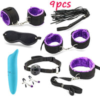 Dildo Vibrator & Anal Plugs Adult Sex Product Kit With Ring Finger Massager BDSM Slave Bandage Flirt