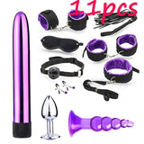 Dildo Vibrator & Anal Plugs Adult Sex Product Kit With Ring Finger Massager BDSM Slave Bandage Flirt