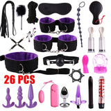 Dildo Vibrator & Anal Plugs Adult Sex Product Kit With Ring Finger Massager BDSM Slave Bandage Flirt