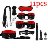 Dildo Vibrator & Anal Plugs Adult Sex Product Kit With Ring Finger Massager BDSM Slave Bandage Flirt