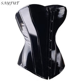 SAYFUT Black PVC Steampunk Corset and Bustier