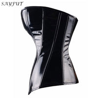 SAYFUT Black PVC Steampunk Corset and Bustier