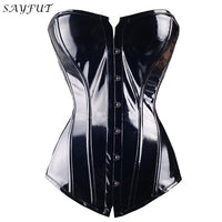 SAYFUT Black PVC Steampunk Corset and Bustier