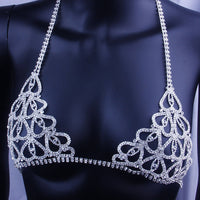 Chain Bling Rhinestone Bra and Thong Set Jewelry