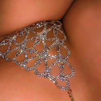 Chain Bling Rhinestone Bra and Thong Set Jewelry