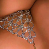 Chain Bling Rhinestone Bra and Thong Set Jewelry