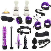 SM Game Suit Nipples Whip Clip Blindfold Handcuffs Ball Mouth plug Nylon Kit