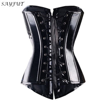 SAYFUT Black PVC Steampunk Corset and Bustier