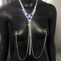 StoneFans Blue Stone Sexy Lingerie Nipple Jewellery Non Piercing