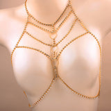 Rhinestone Round Body Chain Bra Harness Jewelry