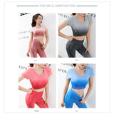 2PCS Yoga Set Short Sleeve Yoga Top Running Shorts