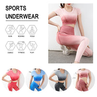 2PCS Yoga Set Short Sleeve Yoga Top Running Shorts