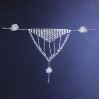 Bling Crystal Bra Set Silver Color Underwear Jewelry