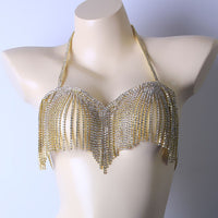 Bling Crystal Bra Set Silver Color Underwear Jewelry