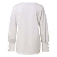 Solid Long-sleeved V-neck T-shirt