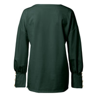 Solid Long-sleeved V-neck T-shirt