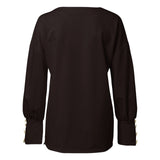 Solid Long-sleeved V-neck T-shirt