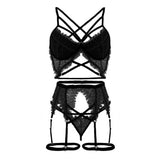 Lingerie Set Plus Size Wireless Bra Underwear With Garter M-3xl