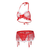 S-XXXXl  Sexy Christmas Bra Net Thong Garter