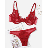 Sexy Transparent Half Cup Bra Panty Set