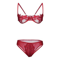 Sexy Transparent Half Cup Bra Panty Set