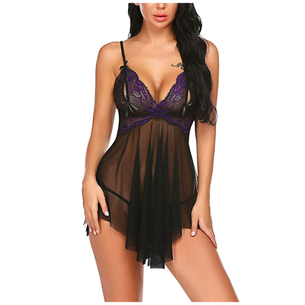 Sexy Black Lace Nightdress