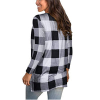 S-XXL Tshirts Long Sleeve Tops V Neck Plaid Shirt