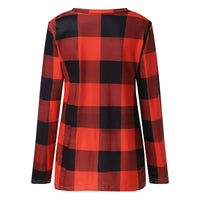 S-XXL Tshirts Long Sleeve Tops V Neck Plaid Shirt