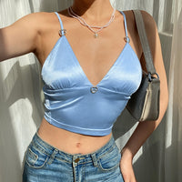 Vintage Satin Cyber Y2k Brown Crop Top