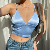 Vintage Satin Cyber Y2k Brown Crop Top