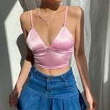 Vintage Satin Cyber Y2k Brown Crop Top