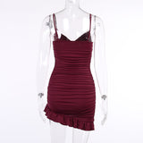 Imcute Elegant Ruffles Ruched Mini Dresses