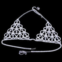 Chain Bling Rhinestone Bra and Thong Set Jewelry