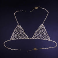 Crystal Chain Mesh Bra and Underwear