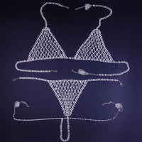 Crystal Chain Mesh Bra and Underwear