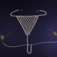 Crystal Chain Mesh Bra and Underwear