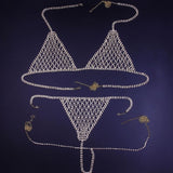 Crystal Chain Mesh Bra and Underwear