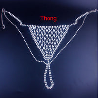 Rhinestone Body Chain Bra and Thong Panties Sexy Lingerie