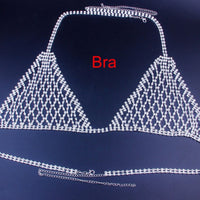 Rhinestone Body Chain Bra and Thong Panties Sexy Lingerie