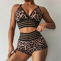 Two Piece Leopard Tracksuit Bras+Shorts