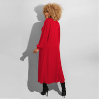 Imcute Two Piece Red Long Sleeve Long Coat and Jumpsuit Set