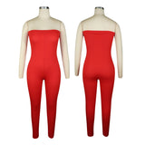 Imcute Two Piece Red Long Sleeve Long Coat and Jumpsuit Set