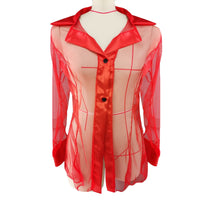 Sheer Red Mesh Shirt with Thong Lingerie