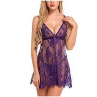 Eyelash Halter Nightgown Sexy Lingerie Nightdress