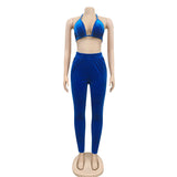 Imcute Sexy Velvet 3 Piece Set Sports Bra Cropped Hoodie Jacket and Sweatpants