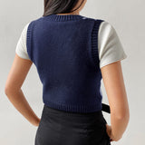 Y2k Top Argyle Sweater Crop Vest