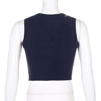 Y2k Top Argyle Sweater Crop Vest