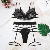 Ladies Babydoll Black Transparent Lace Bra Set