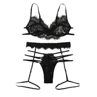 Ladies Babydoll Black Transparent Lace Bra Set