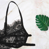 Ladies Babydoll Black Transparent Lace Bra Set